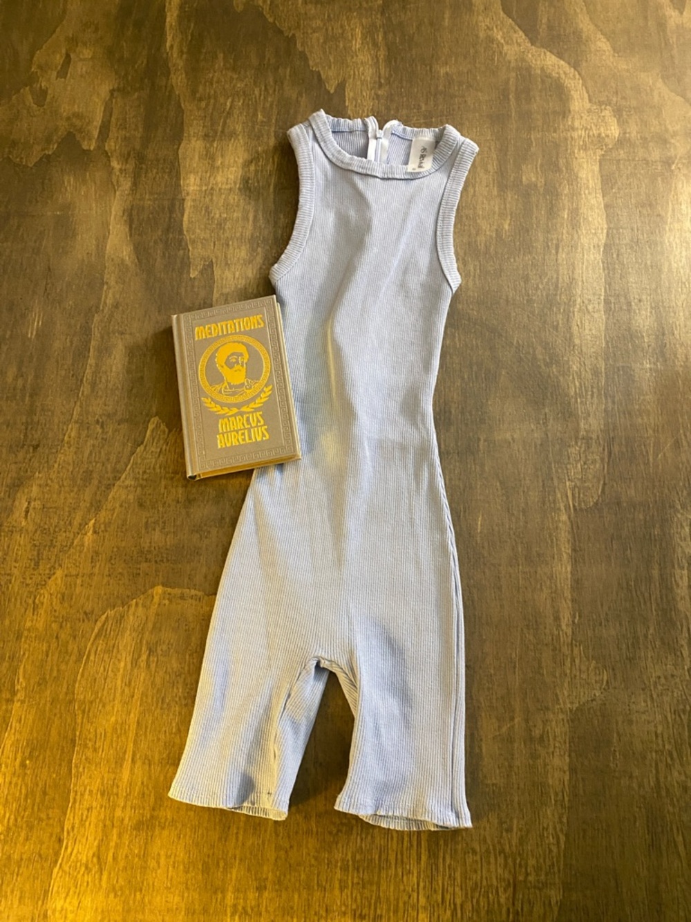 As Revival Light Blue Ribbed One-Piece Romper